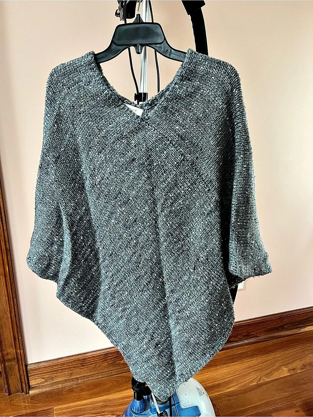 LOFT Gray Blue Knit Poncho Like New